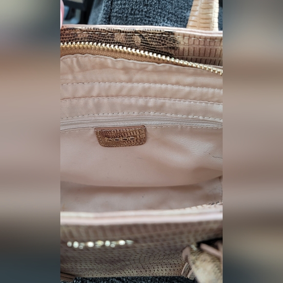 Bebe Faux Beige  Snakeskin Mini Tote - Picture 2 of 6